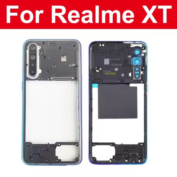 Middle Frame Housing Bezel For OPPO Realme XT X2 Middle Frame Holder with Side Keys Camera Lens Cover Parts Back Panel + Middle Frame - Image 2