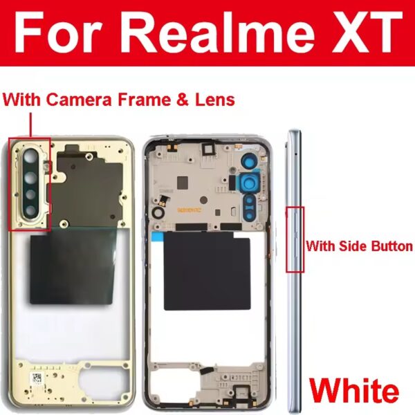 Middle Frame Housing Bezel For OPPO Realme XT X2 Middle Frame Holder with Side Keys Camera Lens Cover Parts Back Panel + Middle Frame - Image 3