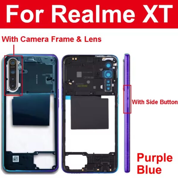 Middle Frame Housing Bezel For OPPO Realme XT X2 Middle Frame Holder with Side Keys Camera Lens Cover Parts Back Panel + Middle Frame - Image 4