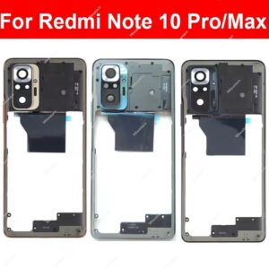Middle Frame Housing For Xiaomi Redmi Note 10 Pro Note 10Pro Max Middle Frame Holder Cover Bezel with Side Kesy Parts