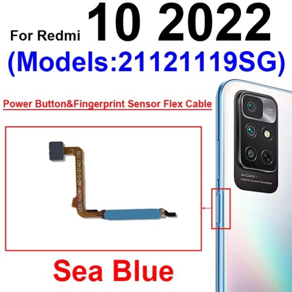 Fingerprint Sensor Flex Cable For Xiaomi Redmi 10 10 Prime 2022 Finger Print Power Button Home Key Touch Flex Ribbon Parts - Image 3