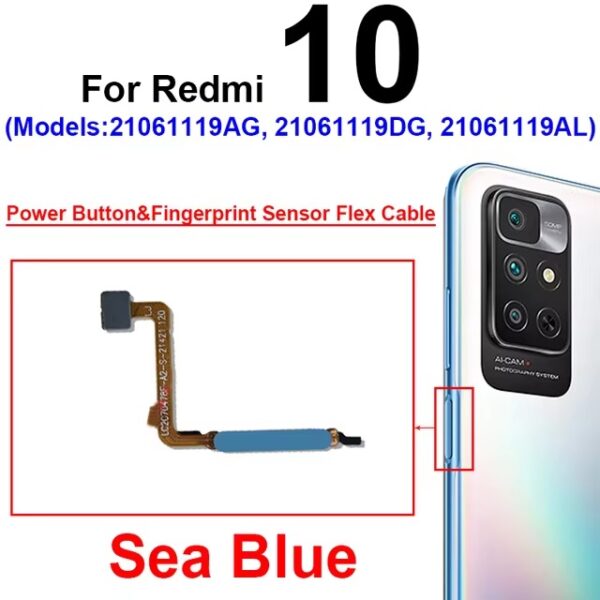 Fingerprint Sensor Flex Cable For Xiaomi Redmi 10 10 Prime 2022 Finger Print Power Button Home Key Touch Flex Ribbon Parts - Image 2