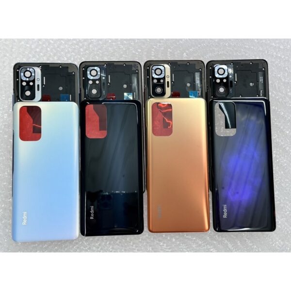 Battery Back Panel Housing Body with Middle Ring & Camera Glass and Side Keys for Mi Redmi Note 10 Pro