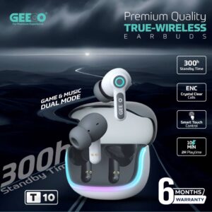GEEOO T10 Fast Charging RGB Light TWS with ENC