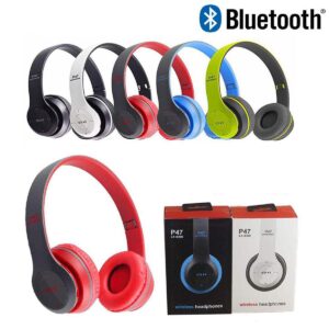 P47 Foldable Bluetooth Wireless Over-Ear Headphones with SD Card Slot & FM Radio