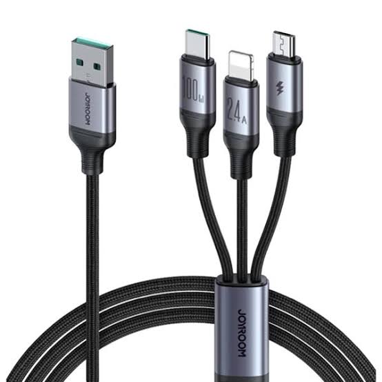 Joyroom A21 100W USB to 3-in-1 Fast Charging Cable (Type-C, Micro USB, Lightning) - Image 2
