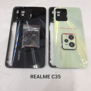 Back Body Glass Cover with Middle Ring Compatible with Realme C35